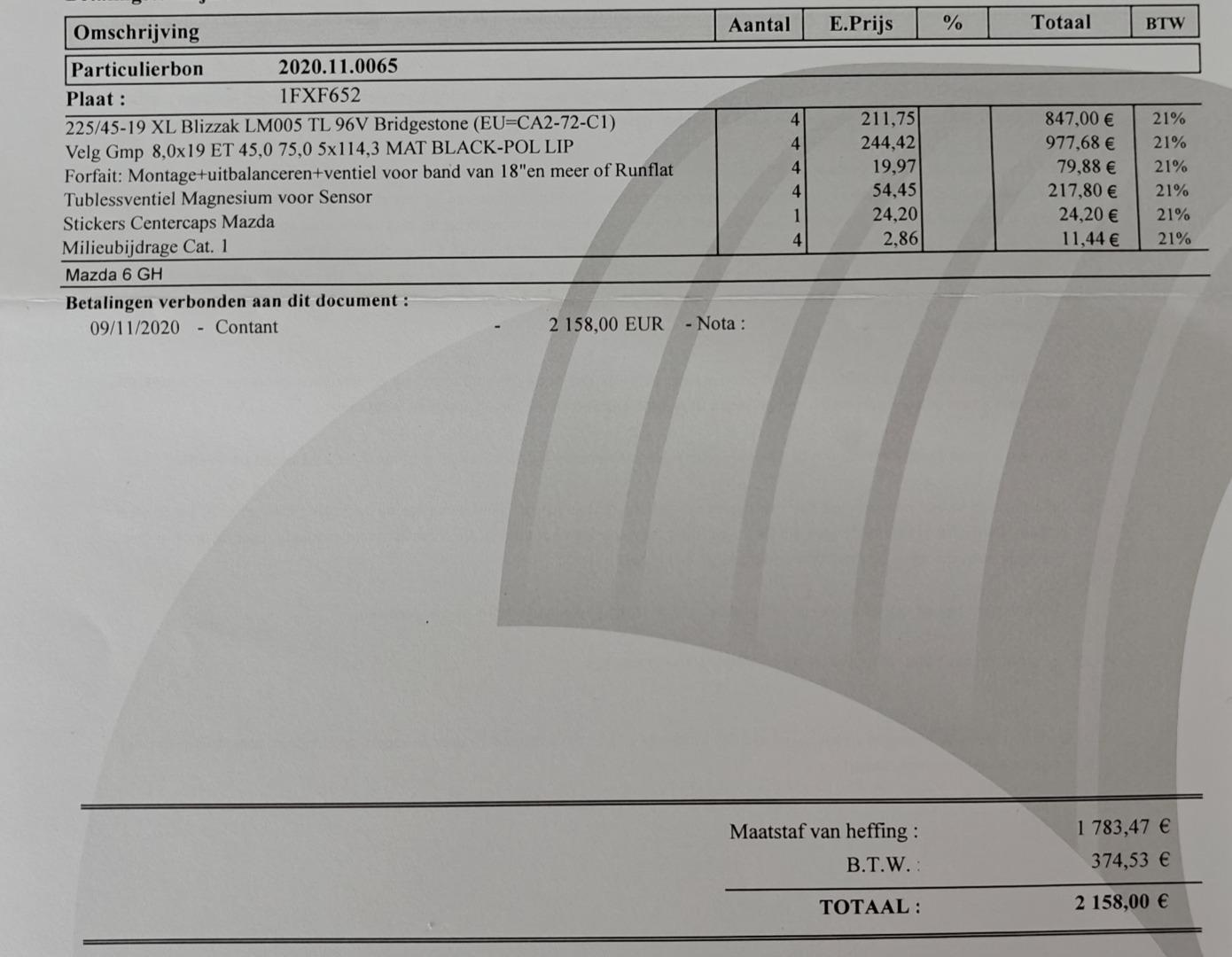 Velgen GMP + winterbanden voor Mazda